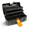 Kinyitható tálcás szerszámostáska - három tálcás - műanyag - 37 x 23 x 21 cm (11011B)