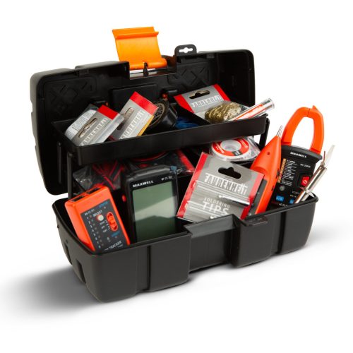 Kinyitható tálcás szerszámostáska - dupla tálcás - műanyag - 31 x 18 x 14 cm (11011A)