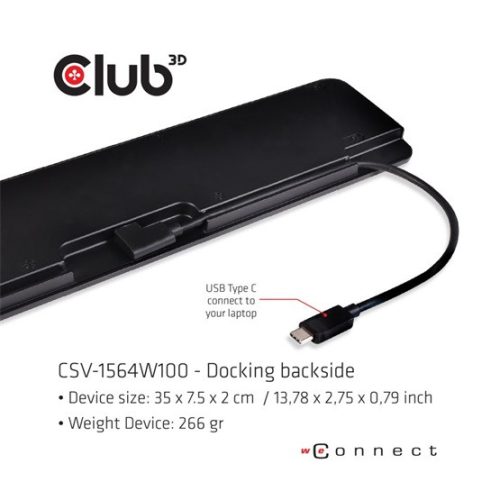 Club3D 3.2 GEN 1 TYPE C TRIPLE DISPLAY DYNAPD TÖLTŐ - 100W