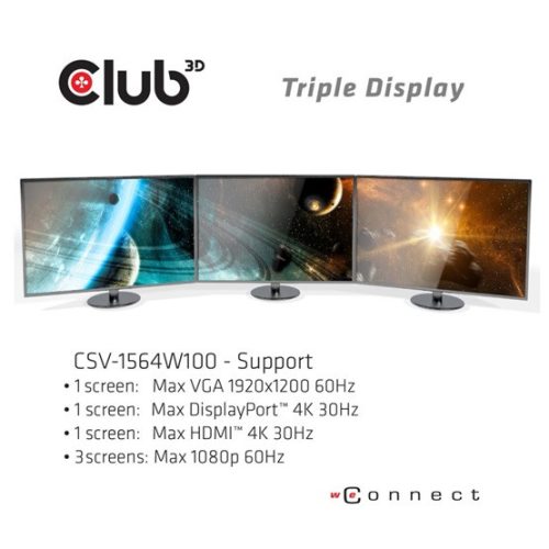 Club3D 3.2 GEN 1 TYPE C TRIPLE DISPLAY DYNAPD TÖLTŐ - 100W