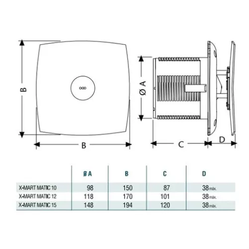 Cata X-MART 10 INOX TIMER szellőztető ventilátor
