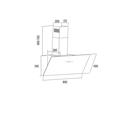 Cata LENA 900 XGBK páraelszívó fekete döntött üveg 90cm