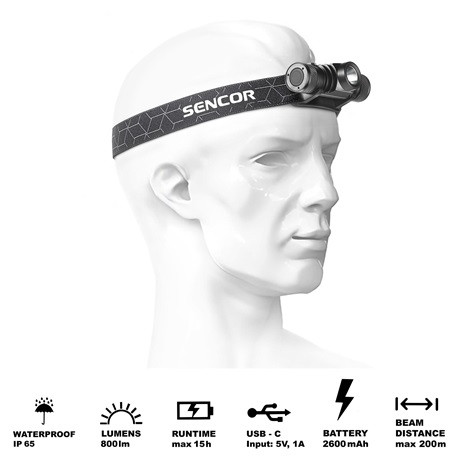 Sencor SLL 706 tölthető fejlámpa outdoor