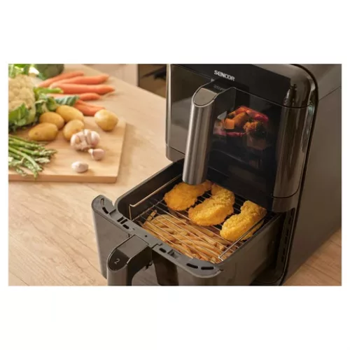 Sencor SFR 1250BK forrólevegős sütő dupla 2 x 5,8 l