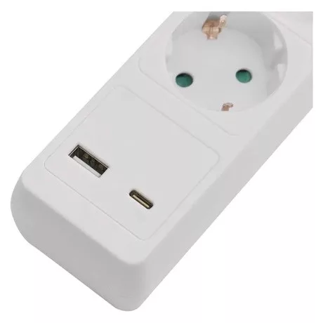 Emos P1523CU hosszabbító 3 m / 5 aljzat / kapcsolós / usb a + c / 1,5 mm2