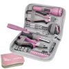 Extol Lady 6595 szerszámkészlet, 23db, 1/4"; extol lady, rózsaszín, 4 dugófej (6-12mm), fogók, csavarhúzó markolat, mérőszalag, bit-ek
