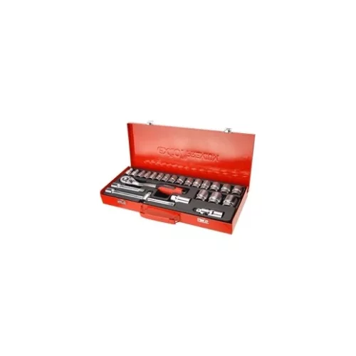 Extol Premium 8818365 dugókulcs készlet, 10-32mm, cv., racsnis 45fog, 1/2", 24db, fém doboz