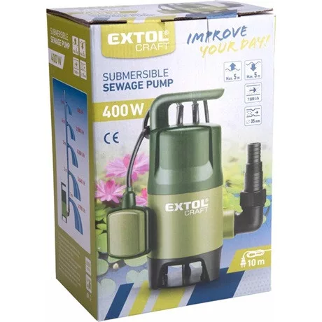 Extol Craft 414122 búvárszivattyú, szennyvíz, 400w, úszókapcsolóval