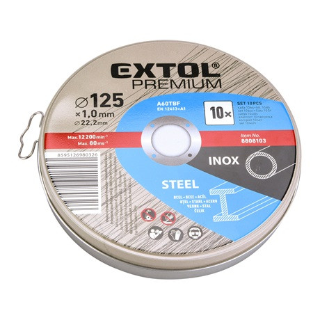 Extol Premium 8808103 vágókorong 10 db, acélhoz/inoxhoz, kék, 125×1×22,2mm