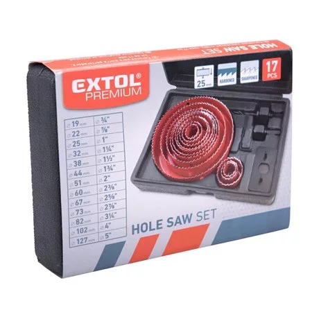 Extol Premium 8801605 körkivágó készlet, 17 db-os, műanyag, fa, gipszkarton