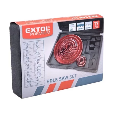 Extol Premium 8801605 körkivágó készlet, 17 db-os, műanyag, fa, gipszkarton