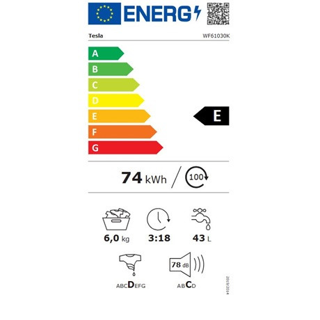 Tesla WF61030K mosógép elöltöltős