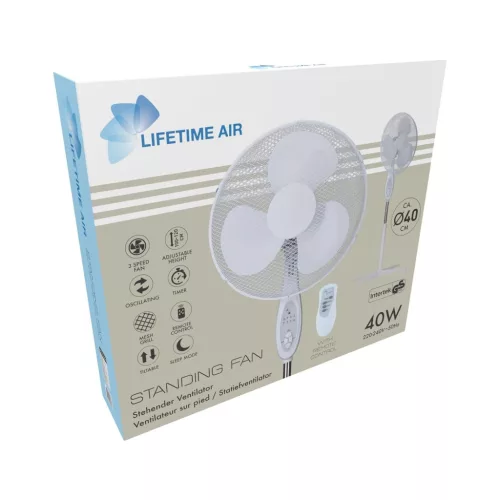Állóventilátor - 40 cm - 45W - 3 sebesség - oszcilláló - fehér - 220-240V AC (51101)