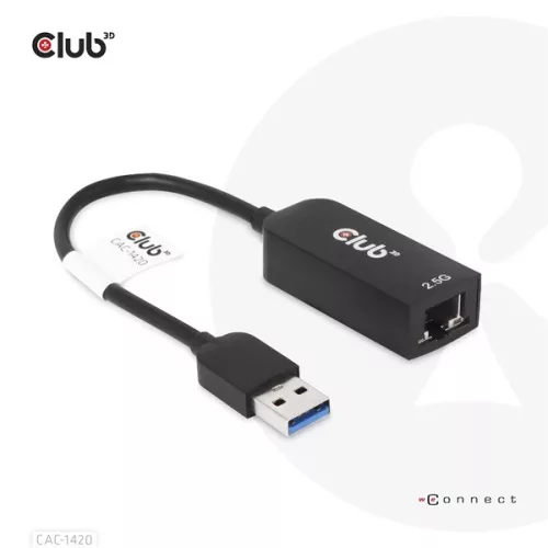 Club 3D Átalakító - CAC-1420 (3.2 USB-A to RJ45, 2.5Gb, M/F)