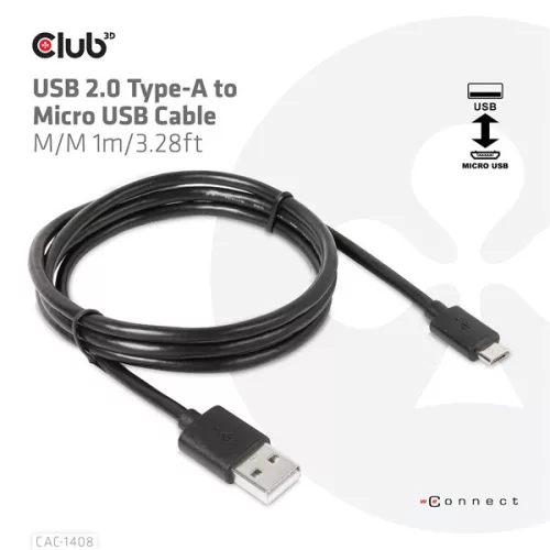 Club 3D kábel - CAC-1408 (2.0 USB-A, Micro USB, 5Gbps, 1m)