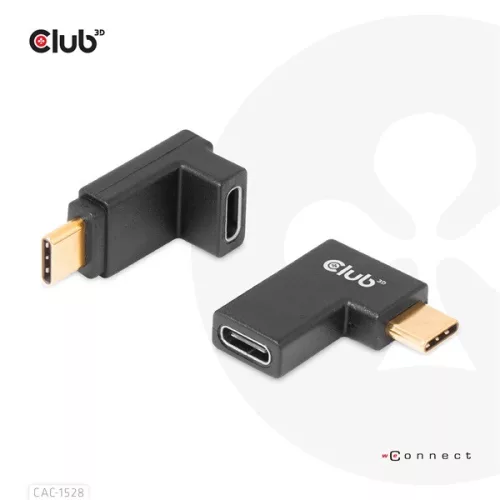 Club 3D Átalakító - CAC-1528 (USB-C Gen 2 to USB-C Gen 2, 90 fokos adapter, 10Gbps, 4k120Hz)