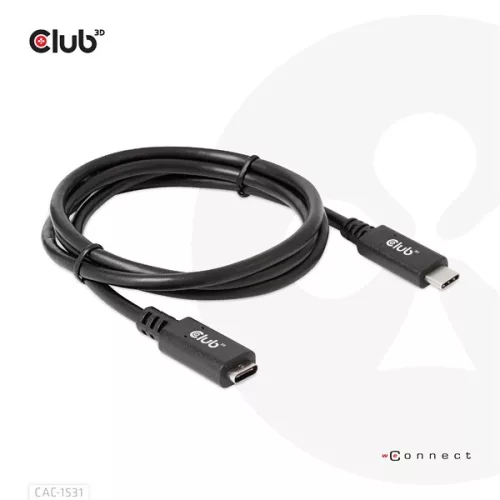 Club 3D Kábel - CAC-1531 (USB-C Gen 1 to USB-C, 5Gbps, 60W, 4K60Hz, M/F, 1m)