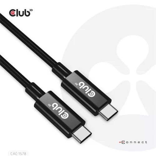 Club 3D Kábel - CAC-1578 (USB4 USB-C Gen 3x2, Bi-directional, 8K60Hz, 40Gbps, 240W PD, EPR, M/M, 2m)