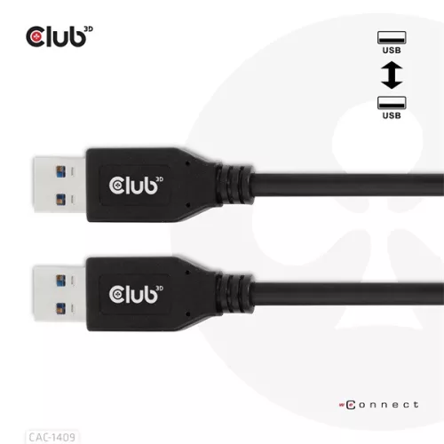 Club 3D kábel - CAC-1409 (USB-A Gen2, M/M, 10Gbps, 3A, 15W, 5V/3A, 0.5m)