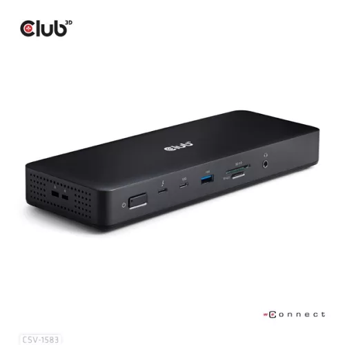 Club 3D Notebook Dokkoló - CSV-1583 (140W, 2xThunderbolt 4, 3xDP, 2xHDMI, USB-C, 3xUSB-A, SD, TF, RJ45, 3,5 Jack, DC)
