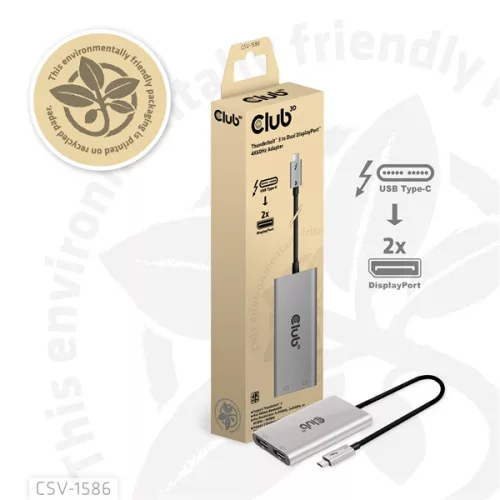 Club 3D Video Splitter - CSV-1586 (Thunderbolt 3 to Dual DisplayPort, 40Gbps, 4K60Hz)