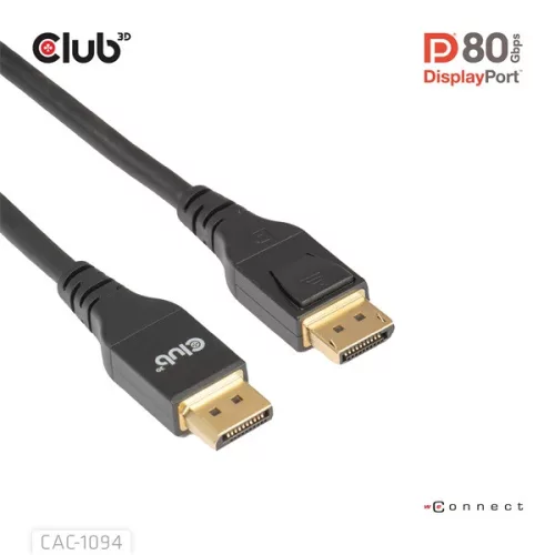 Club 3D Kábel - CAC-1094 (DisplayPort 2.1, 8K2420Hz, 2m, DP80, VESA tanúsítvány, M/M)