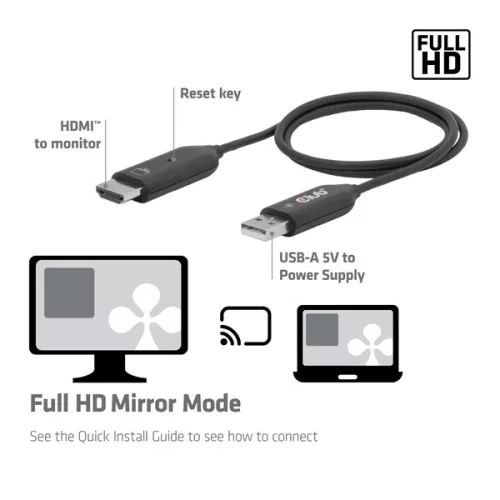Club 3D Átalakító - CSV-2570 (USB-C to HDMI vezeték nélkül, 25m hatótáv, FHD 60Hz, Alt Mode, HDCP 1.4 & 2.2)