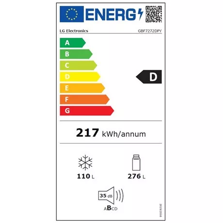 LG GBF7272DPY hűtő alulfagyasztós