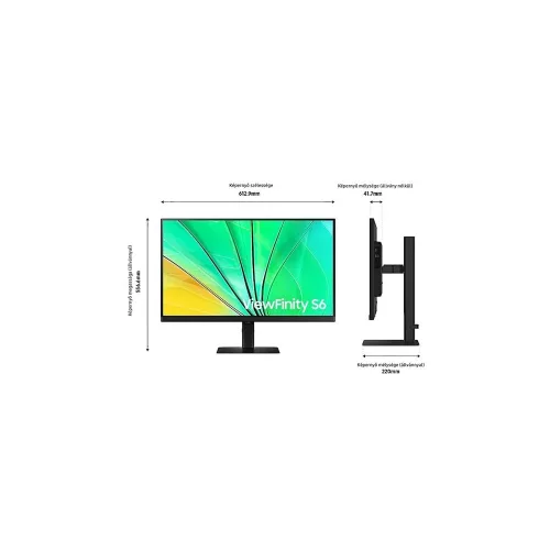 Samsung 27" ViewFinity S6 S60D monitor - QHD, 100Hz, állítható magasságú, forgatható, elfordítható, dönthető állvány