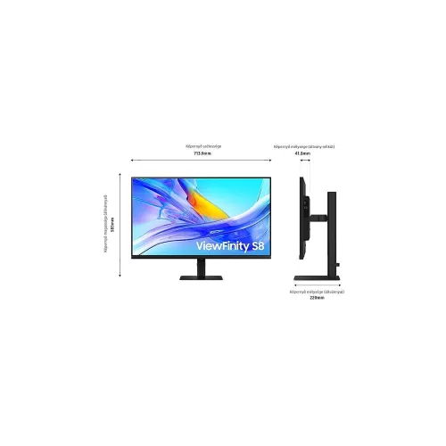 Samsung 32" ViewFinity S8 S80UD monitor - UHD, HDR10, USB-C, állítható magasságú, forgatható, elfordítható, dönthető