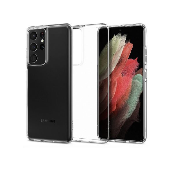 Samsung G998F Galaxy S21 Ultra ütésálló hátlap - Spigen Liquid Crystal - átlátszó