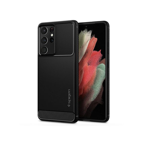 Samsung G998F Galaxy S21 Ultra ütésálló hátlap - Spigen Rugged Armor - fekete