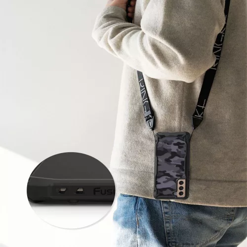 Samsung G996F Galaxy S21+ ütésálló hátlap - Ringke Fusion X - terepszínű fekete