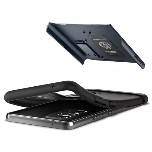 Samsung A536U Galaxy A53 5G ütésálló hátlap - Spigen Slim Armor - fekete/metál