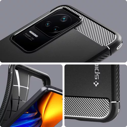 Xiaomi Poco F4 ütésálló hátlap - Spigen Rugged Armor - fekete