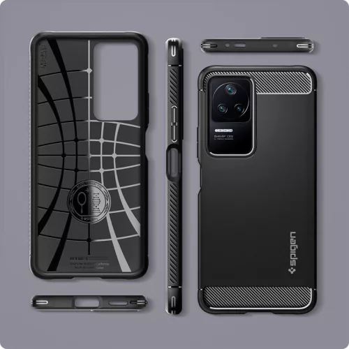 Xiaomi Poco F4 ütésálló hátlap - Spigen Rugged Armor - fekete