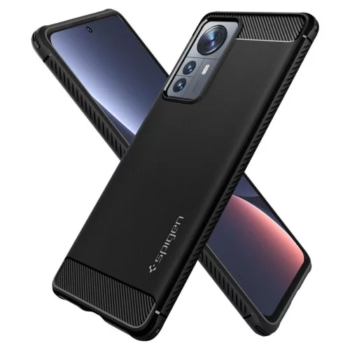 Xiaomi 12T/12T Pro ütésálló hátlap - Spigen Rugged Armor - fekete
