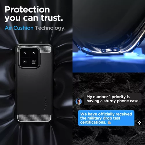 Xiaomi 13 Pro ütésálló hátlap - Spigen Rugged Armor - fekete