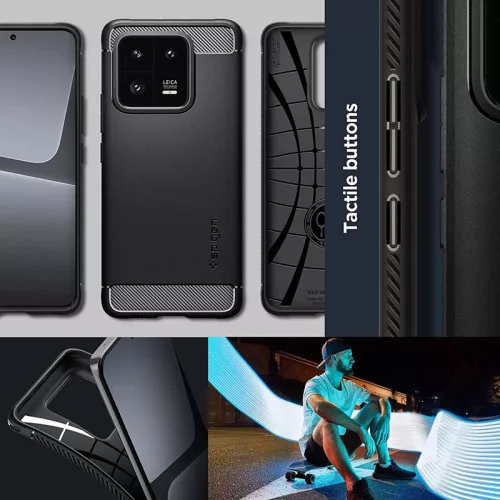 Xiaomi 13 Pro ütésálló hátlap - Spigen Rugged Armor - fekete