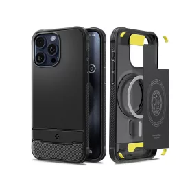   Apple iPhone 15 Pro ütésálló hátlap - Spigen Rugged Armor MagSafe - fekete