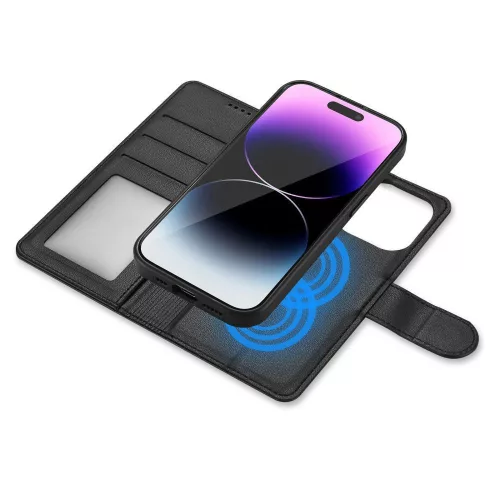 Tech-Protect Wallet flipes bőrtok + Magsafe hátlap - Apple iPhone 15 Pro Max -  fekete