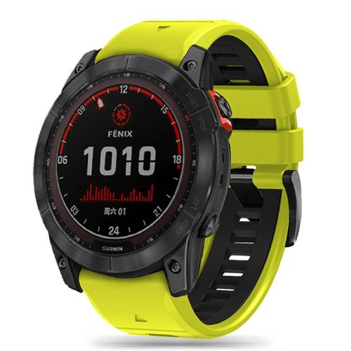 Garmin Fenix 3 / 5X / 3HR / 5X Plus / 6X / 6X Pro / 7X szilikon sport óraszíj - Tech-Protect IconBand Pro - lime/fekete