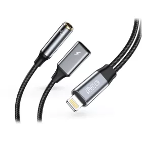   Tech-Protect Lightning - 3,5 mm jack + Lightning adapter - Tech-Protect         UltraBoost Lightning to 3,5 mm Jack + Lightning adapter - fekete/szürke