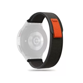   Samsung Galaxy Watch 4 / 5 / 5 Pro / 6 nylon 20 mm-es sportszíj -               40/42/43/44/45/46/47 mm - fekete/narancs (ECO csomagolás)