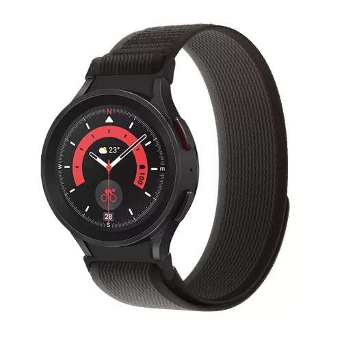 Samsung Galaxy Watch 4 / 5 / 5 Pro / 6 nylon 20 mm-es sportszíj -               40/42/43/44/45/46/47 mm - fekete/narancs (ECO csomagolás)
