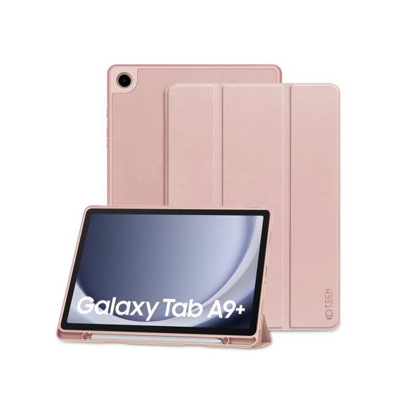 Samsung X210/X215/X216 Galaxy Tab A9+ 11.0 tablet tok (Smart Case) on/off       funkcióval, Pencil tartóval - Tech-Protect - rózsaszín (ECO csomagolás)