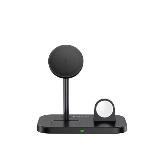 Tech-Protect Qi univerzális vezeték nélküli töltő állomás - 15W - Tech-Protect  A22 3in1 Wireless Charger for Phone + Watch + Earphone - fekete