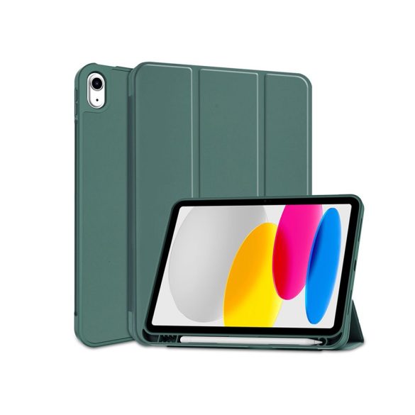 Apple iPad 10.9 (2022) tablet tok (Smart Case) on/off funkcióval, Apple Pencil  tartóval - Tech-Protect - cactus green (ECO csomagolás)