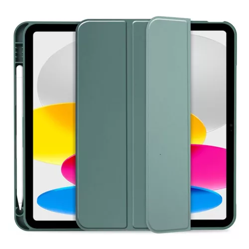 Apple iPad 10.9 (2022) tablet tok (Smart Case) on/off funkcióval, Apple Pencil  tartóval - Tech-Protect - cactus green (ECO csomagolás)