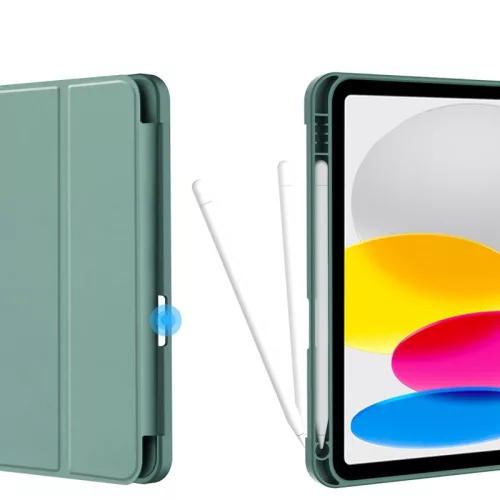 Apple iPad 10.9 (2022) tablet tok (Smart Case) on/off funkcióval, Apple Pencil  tartóval - Tech-Protect - cactus green (ECO csomagolás)